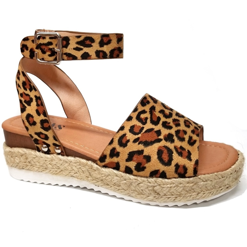 New Leopard Espadrille Platform Sandal
